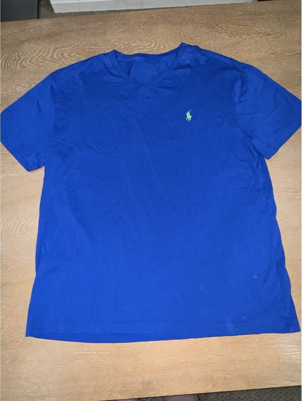Ralph Lauren Polo Classic T-Shirt SIZE MEDIUM Royal Blue Green Pony V Neck
